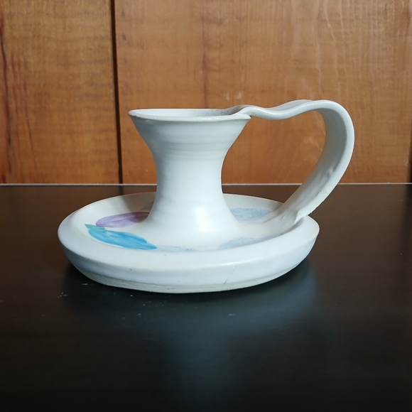 Flo Greig Studio Art Pottery Floral Chamberstick Candleholder - Picture 7 of 14